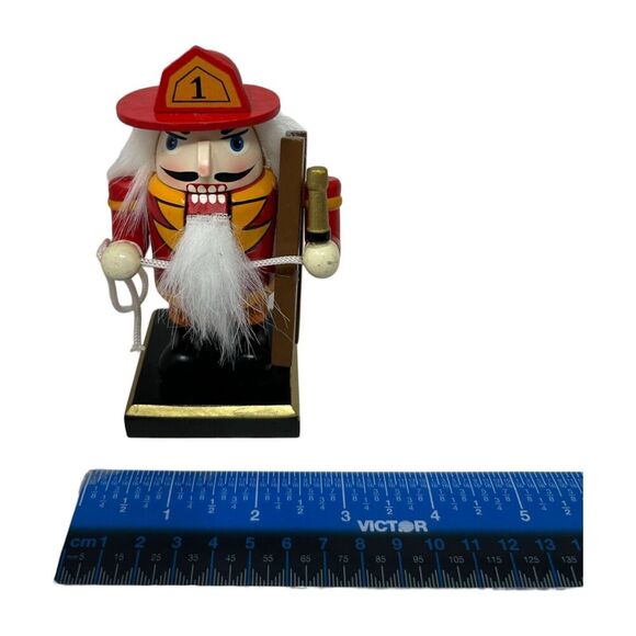 Number 1 Firefighter Nutcracker Figurine 5" Tall Hand Painted Wooden Home Decor - Picture 10 of 10